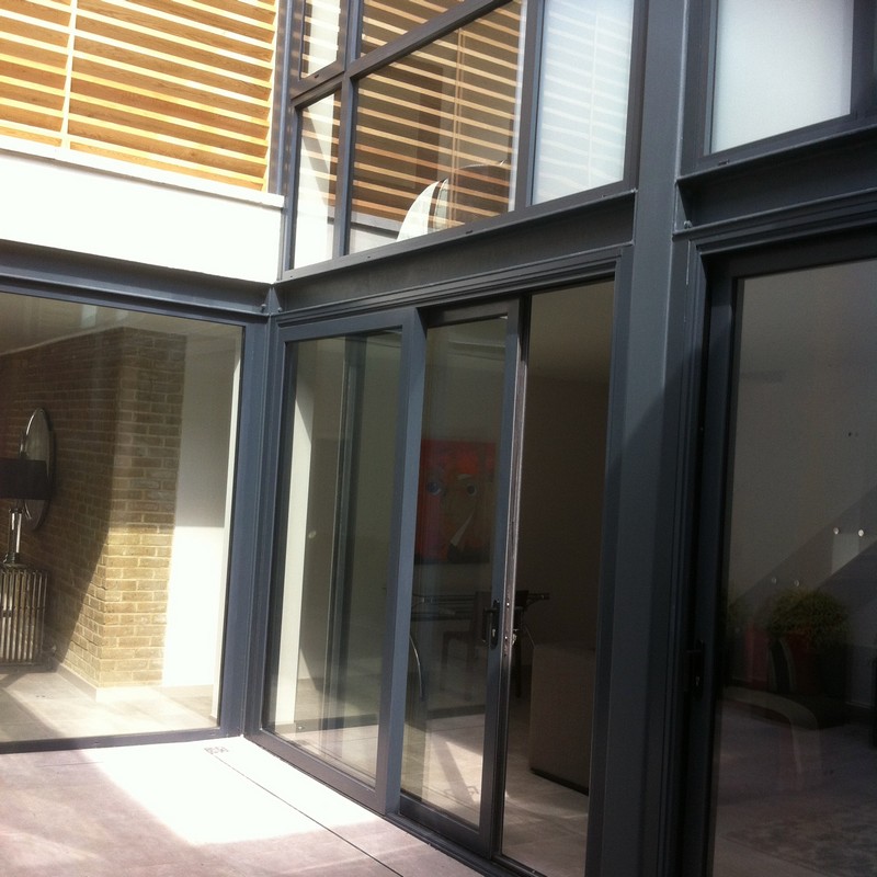 Anthracite aluminium sliding patio doors fitted in Wimbledon