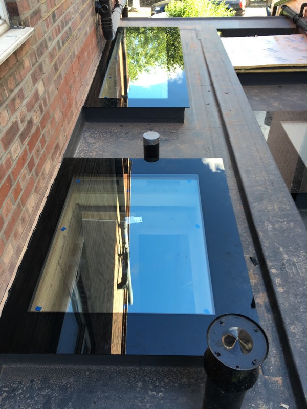 Multiple flat roof skylights on extension in Wimbledon